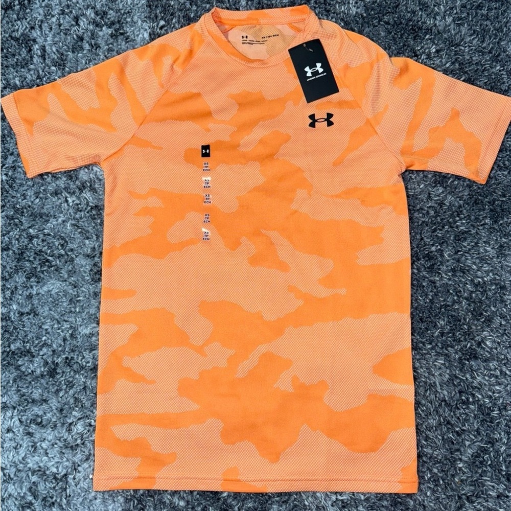Youth Under Armour Heat Gear Men's Orange Camo Shirt